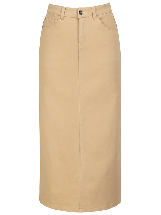 Women's Maxi Denim Skirt - Mid-Rise Solid Color – main product image