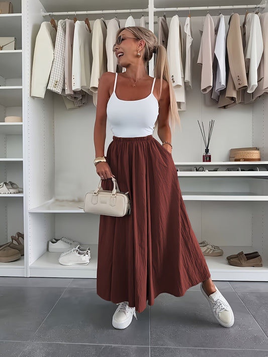 Women's Maxi Skirt - High-Waist – Brown option – main product image