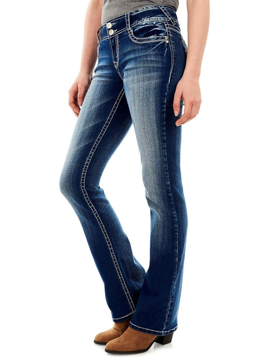 Women's Mid-Rise Flare Jeans - Deep Blue Stretch – Blue option – main product image