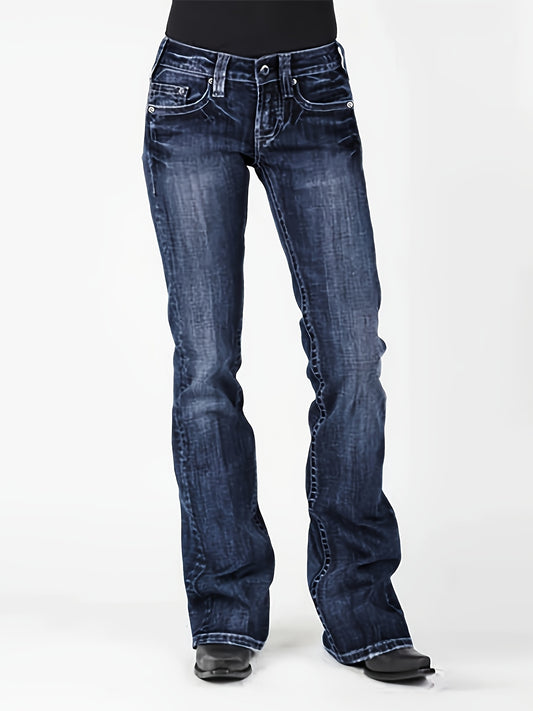 Women's Mid-Rise Flare Jeans - Deep Blue Stretch All-Season – Blue option – main product image