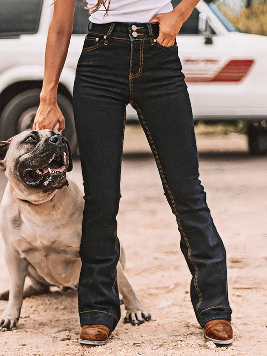 Women's Mid-Rise Jeans - Black Pocket Detail Stretch – Black option – main product image