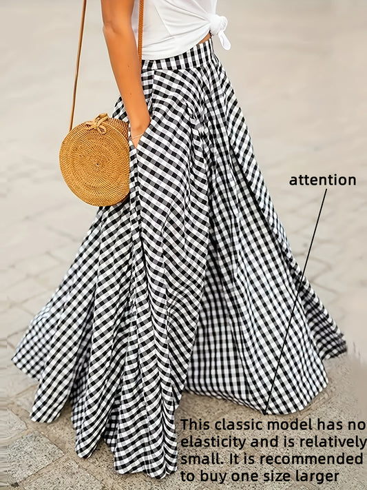 Women's Midi Pencil Skirt - High-Waist Plaid – Blue option – main product image