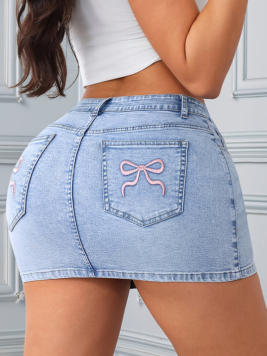 Women's Mini Skirt - Embroidered Pocket Detail – Blue option – main product image