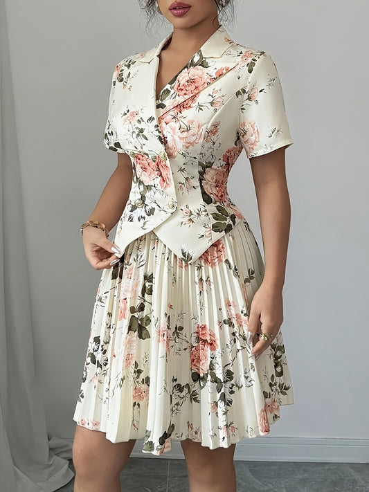 Women's Multicolor Floral Casual Dress - Pleated – main product image