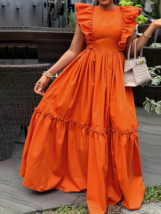 Women's Orange Red Solid Casual Dress – Orange option – main product image