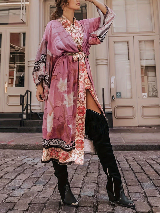Women's Oversized Floral Pullover Cardigan – Purple option – main product image