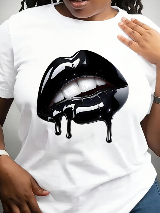 Women's Oversized T-Shirt - Round Neck Short Sleeve – Black / White – Black option – main product image