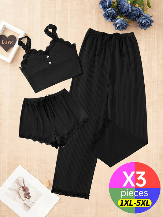 Women's Pajama Set - Lace Detail – Sizes 1XL–5XL – main product image