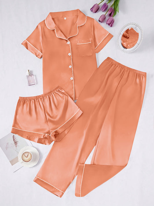 Women's Pajama Set – Women's Coffee Brown Polyester Pants – Brown option – main product image