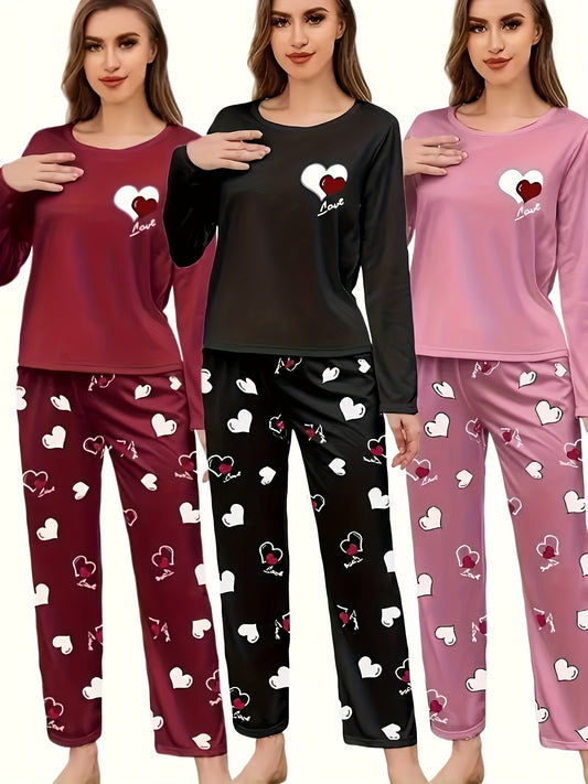 Women's Pajama Set – Women's Mixed colors Polyester Printed Long-Sleeve Pants – main product image