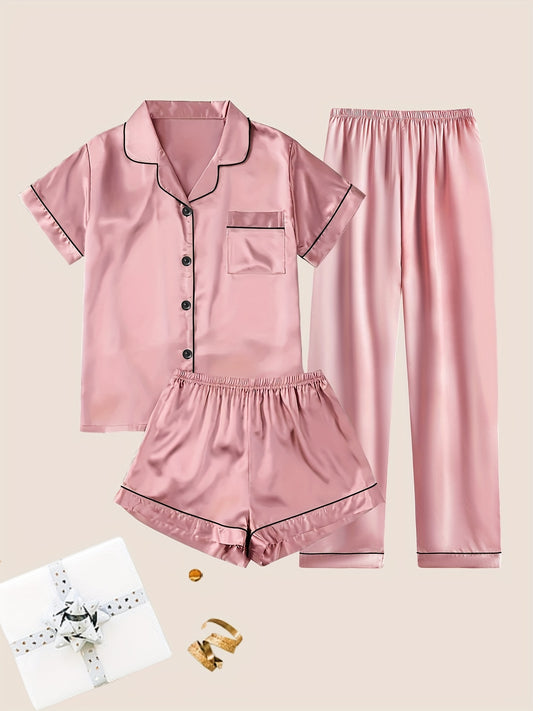 Women's Pajama Set – Women's Viridity Satin Short-Sleeve Pants – main product image