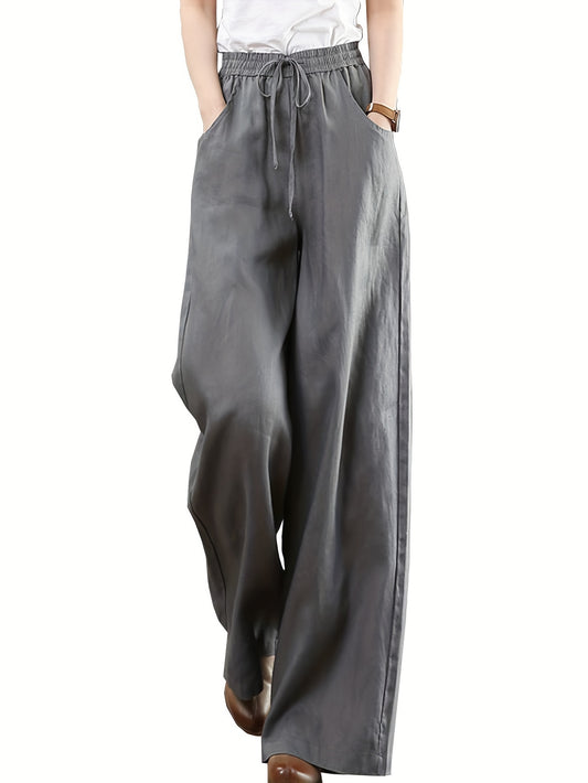 Women's Palazzo Pants - Drawstring Waist Wide leg 52 – Black option – main product image