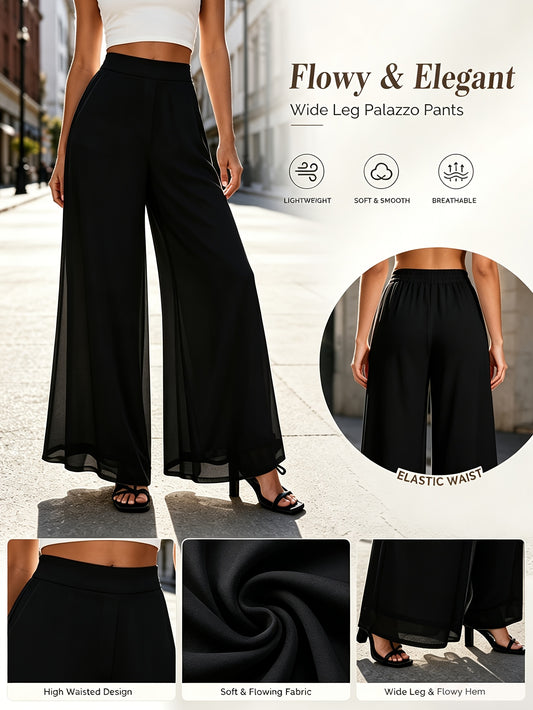 Women's Palazzo Pants - High Waist Wide leg 56 – Black option – main product image