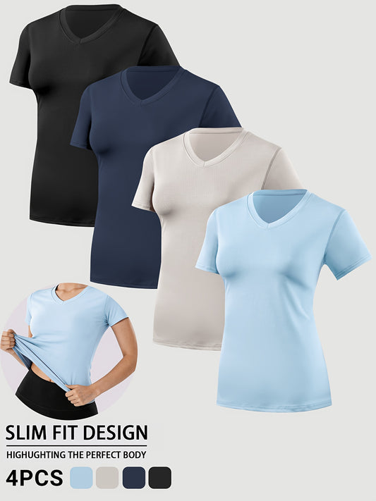 Women's Performance T-Shirt - 4-Pack V-Neck Short Sleeve – main product image