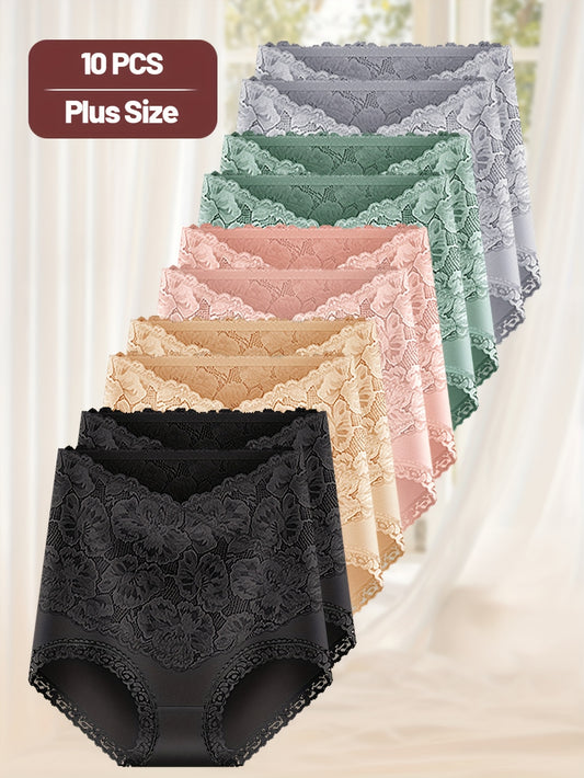 Women’s Plus Size 10-Pack High-Waist Shapewear Briefs - Tummy Control – Mixed colors High-Waist – main product image
