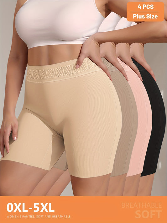 Women’s Plus Size 4-Pack High-Waist Boyshorts - Breathable Daily Comfort – main product image