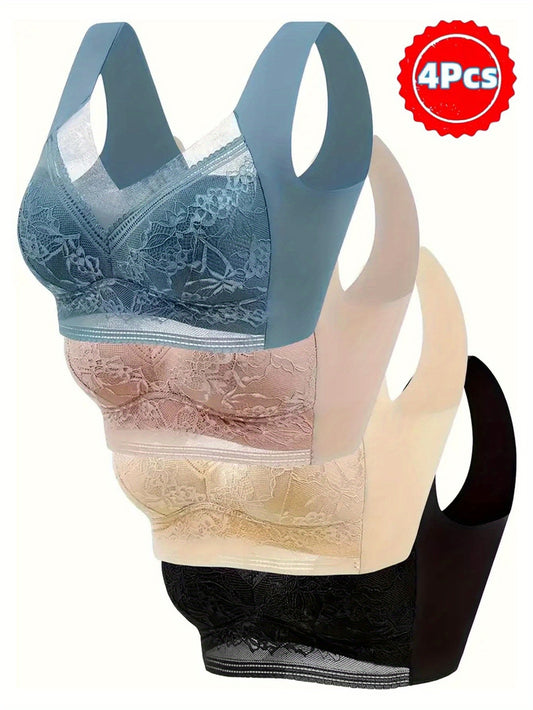 Women’s Plus Size 4-Pack Seamless Bra - Lace Detail Comfort detail view
