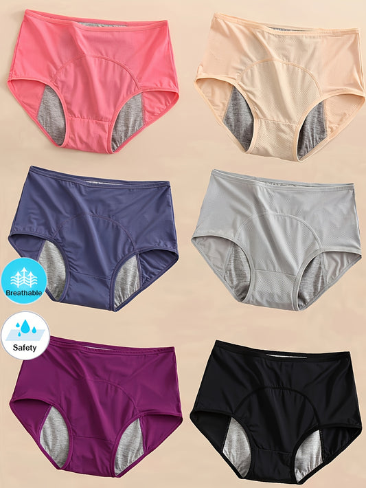 Women’s Plus Size 6-Pack High-Waist Seamless Period Briefs - Leak-Resistant Coverage – main product image