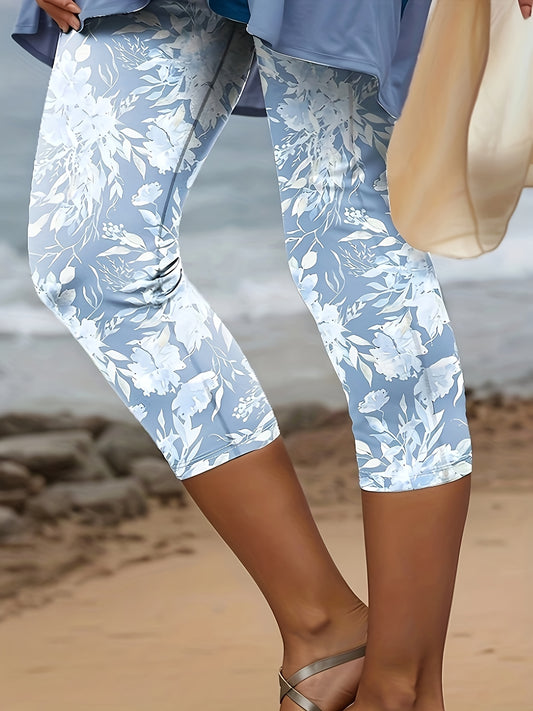 Women's Plus Size Floral Leggings - Flexible All-Season Fit – main product image