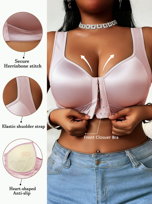 Women’s Plus Size Front Closure Wireless Bra - Easy Front Fastening – Black option – main product image