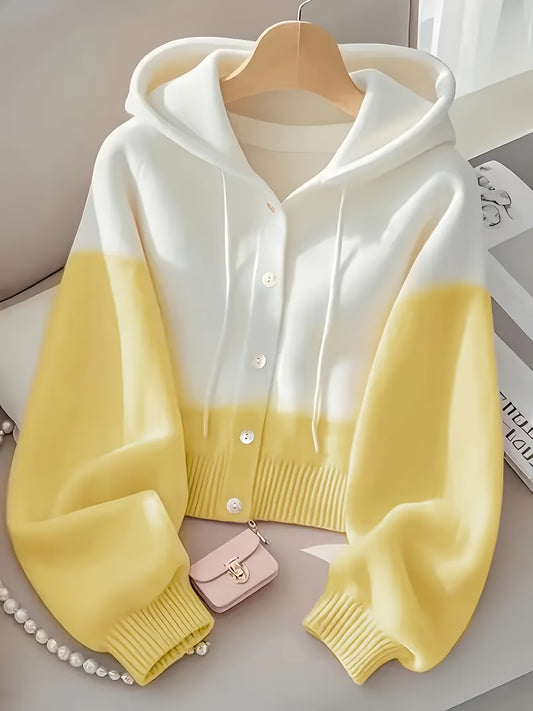 Women's Plus Size Hooded Cardigan - Pink White Contrast Buttons – Pink option – main product image