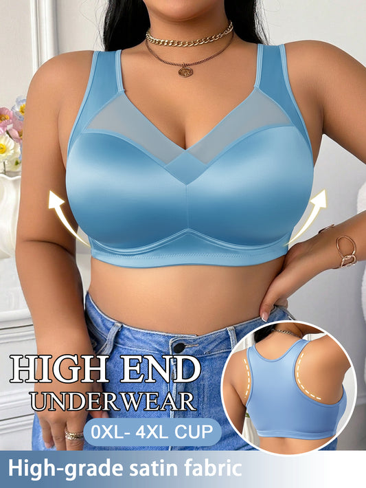 Women’s Plus Size Wireless Seamless Bra - Soft Everyday Support – Royal Blue Colorway 38021 – main product image