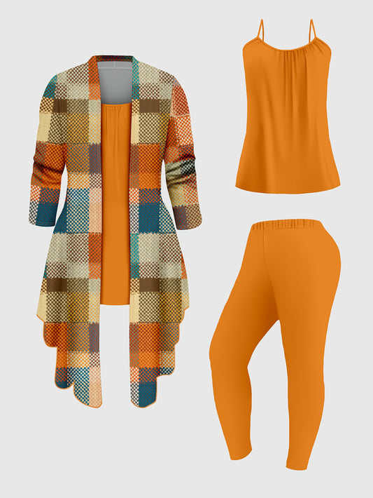 Women's Printed Cardigan Outfit Set - Three-Piece Vest and Slacks – main product image