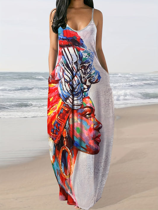 Women's Printed Maxi Summer Dress – Yellow option – main product image