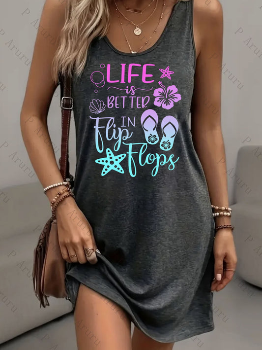 Women's Printed Maxi Vacation Dress - Pocket – Gray option – main product image