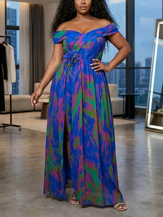 Women's Printed Off Shoulder Evening Dress - Event Style – main product image