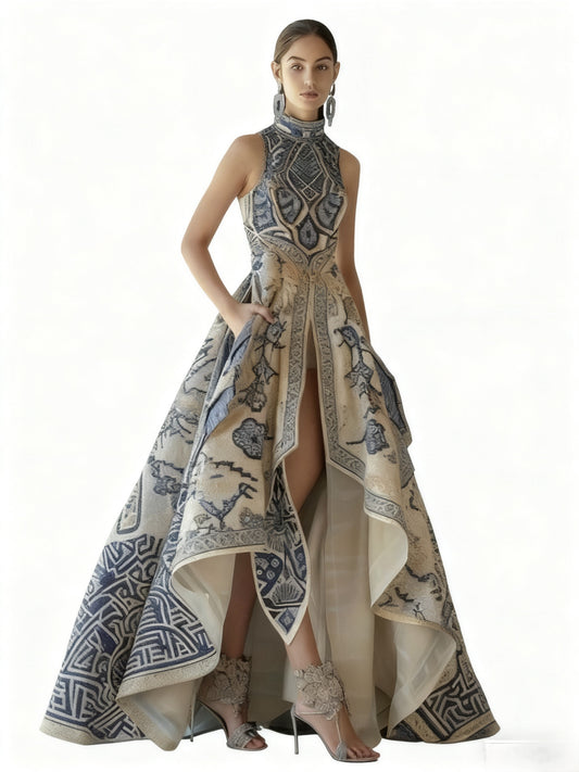 Women's Printed Wedding Dress - Sleeveless – main product image