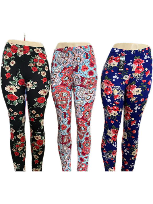 Women's Printed Yoga Leggings 3-Pack - High Waist Stretch Activewear – main product image
