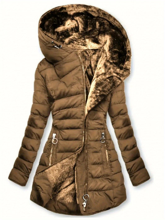 Women's Quilted Pullover Coat – Sizes S–XXL – Brown option – main product image