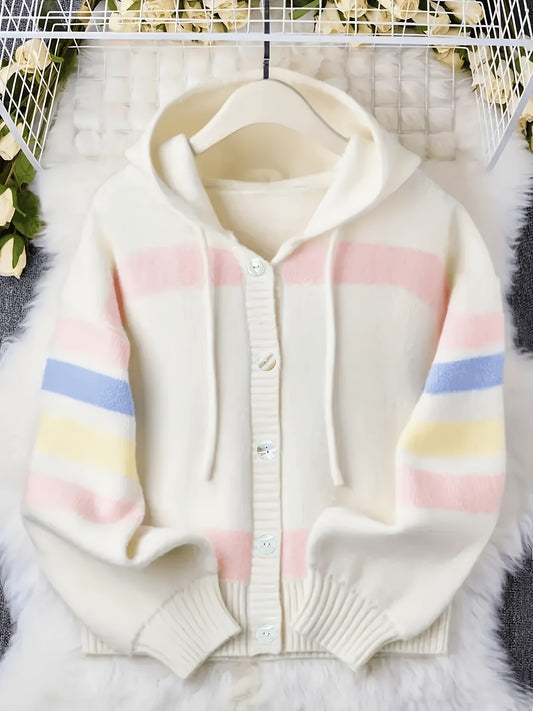 Women's Relaxed Denim Striped Cardigan – main product image