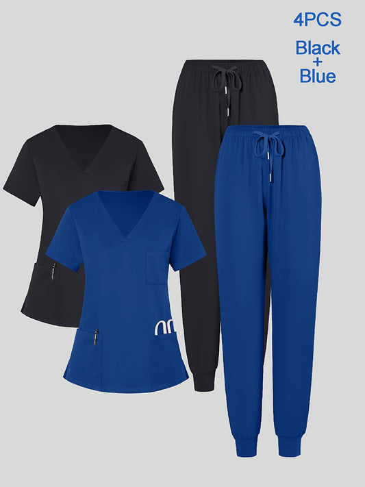 Women's Scrub Set - Pocket Detail – 23-Variant Selection – Navy option – main product image