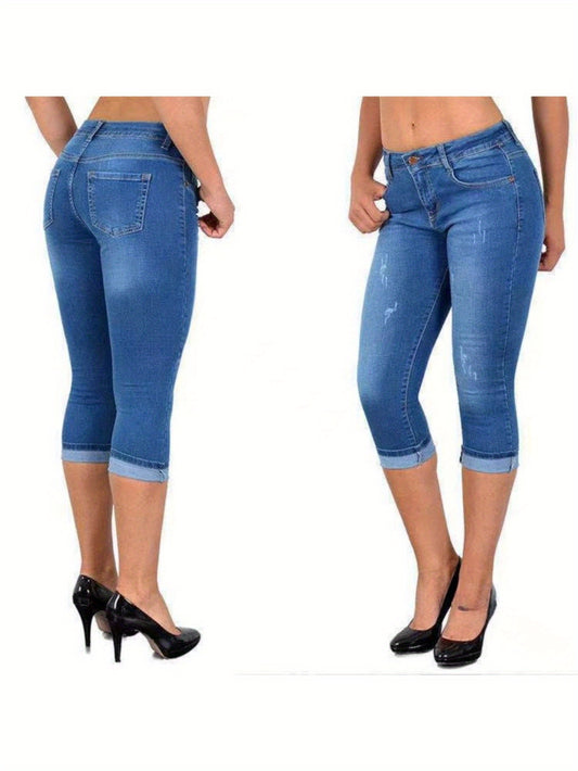 Women's Skinny Jeans - Elastic Waist – Black option – main product image