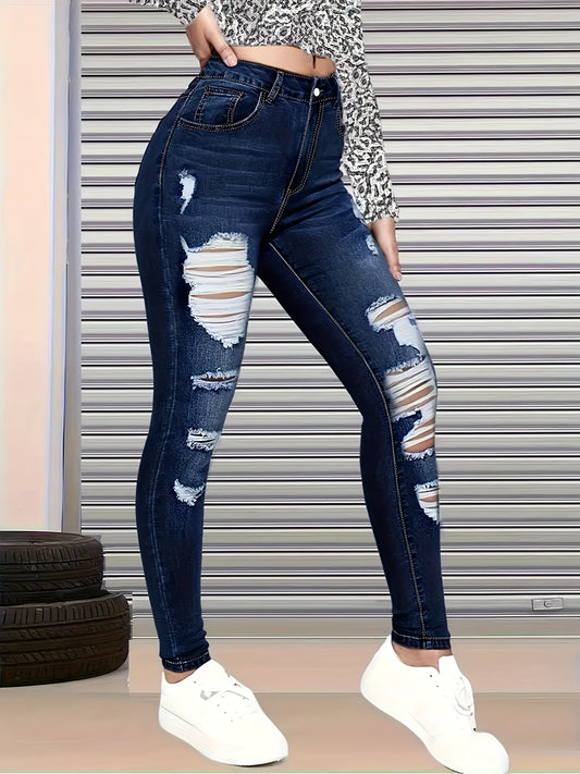 Women's Skinny Jeans - High-Waist Fit – Blue – Blue option – main product image