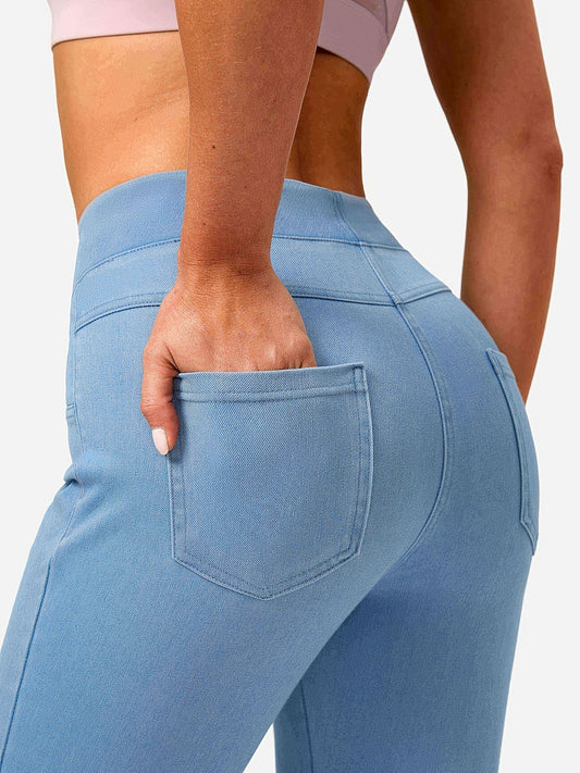Women's Skinny Jeans - High-Waist Fit – Navy Color / Light Cyan – Navy option – main product image