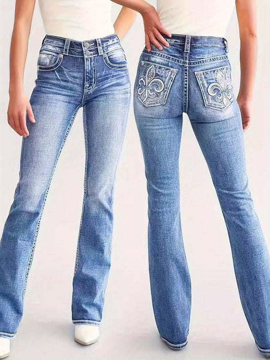 Women's Skinny Jeans - Light Blue Embroidered Stretch – Blue option – main product image