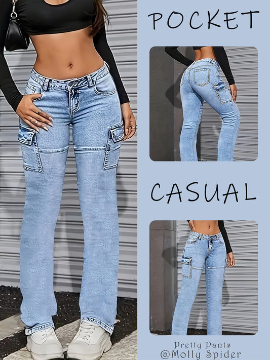 Women's Skinny Jeans - Light Blue Pocket Detail Stretch – Blue option – main product image