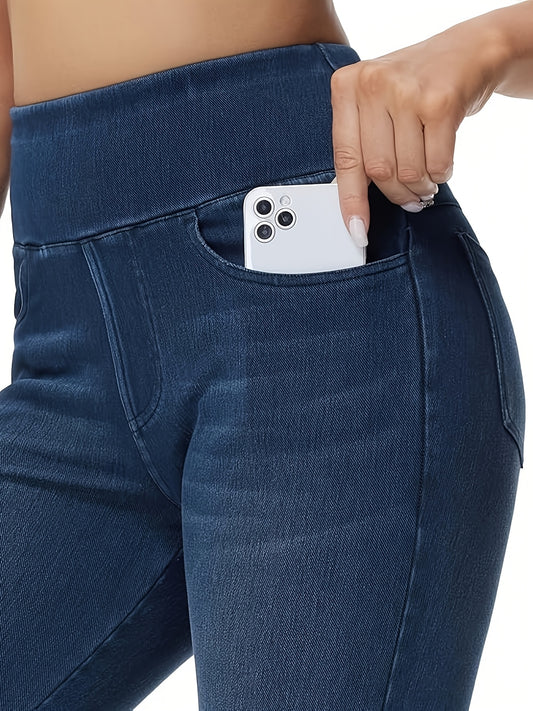 Women's Slim Fit Jeans - High Waist Four-Pocket Stretch – Blue option – main product image
