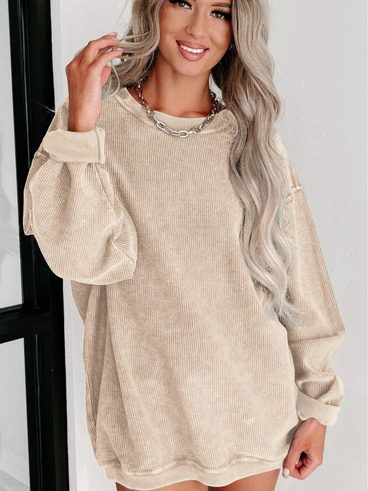 Women's Solid Color Crewneck Sweatshirt - Crew Neck Long Sleeve – Pink option – main product image