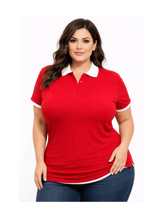 Women's Solid Color Polo Shirt - Classic Neck Short Sleeve – BROWN option – main product image
