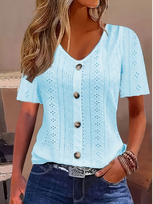 Women's Solid Color T-Shirt - Regular Fit – V-Neck – White option – main product image