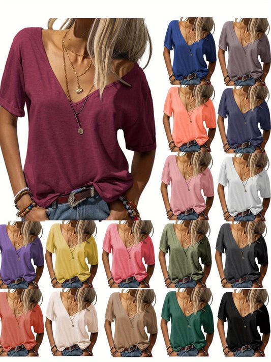 Women's Solid Color T-Shirt - Relaxed Fit – 15-Color Selection – Brown option – main product image