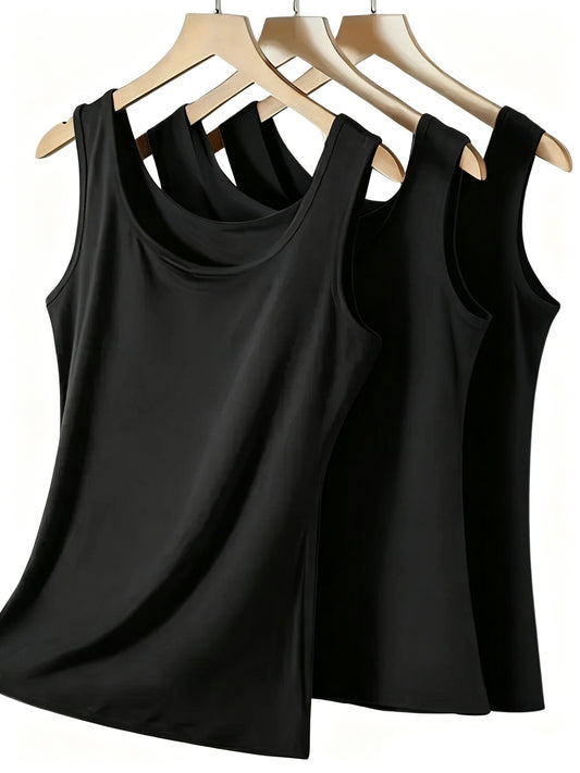Women's Solid Color Tank Top - 3-Pack Classic Neck – main product image