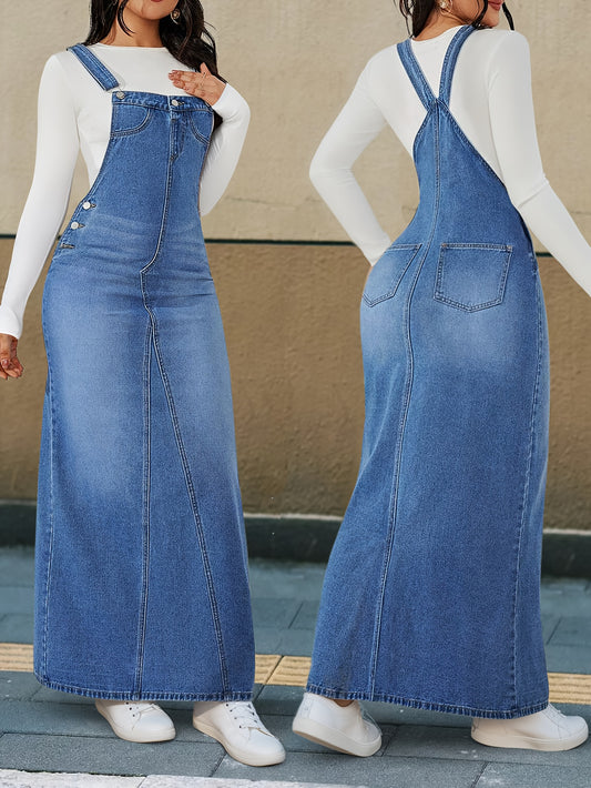 Women's Solid Evening Dress - Button Front Event Style – Blue option – main product image
