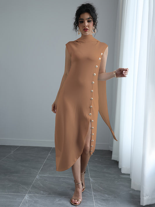 Women's Solid Maxi A-Line Dress - Sleeveless – Black option – main product image