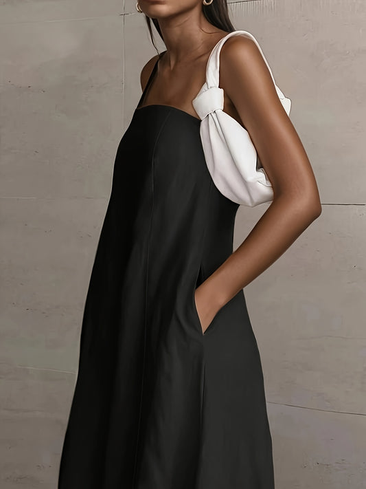 Women's Solid Maxi Vacation Dress – Sleeveless – Khaki option – main product image