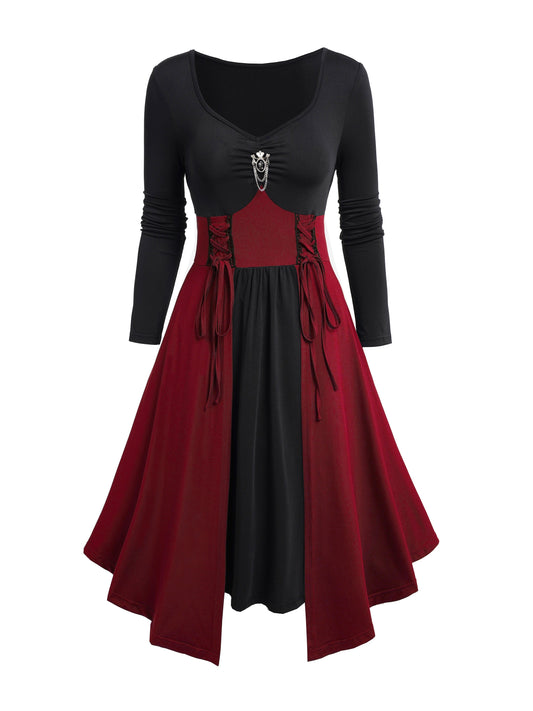 Women's Solid V-Neck Casual Dress – Long Sleeve – main product image